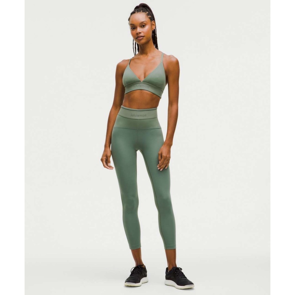 Lululemon License To Train High Rise Tight 25” Logo Leggings Grey Eucalyptus NWT